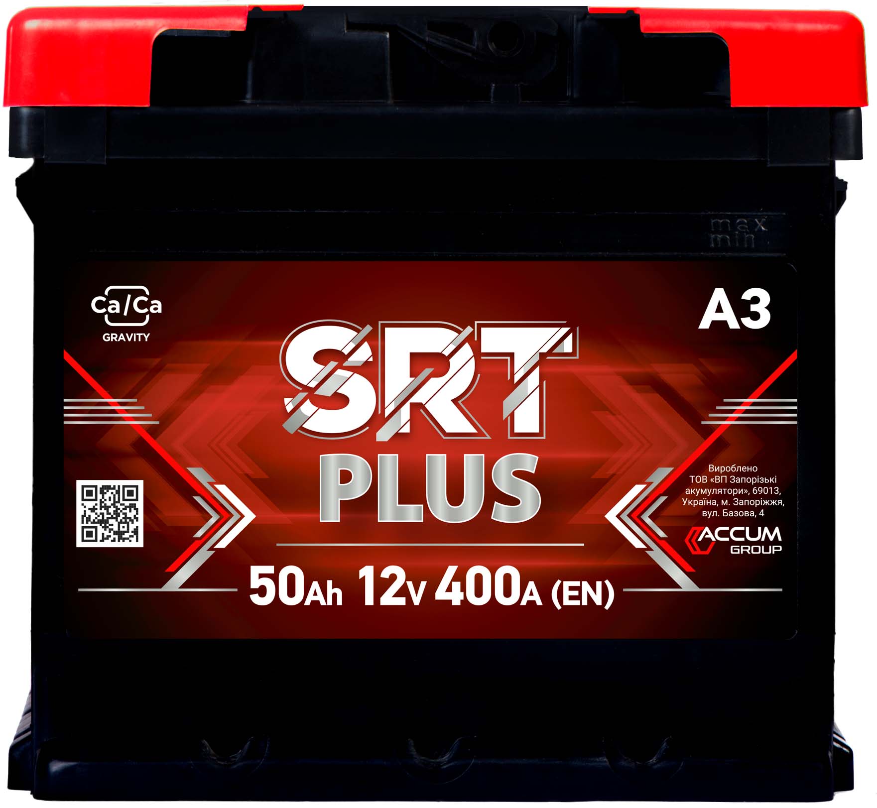 Акумуляторна батарея А3 SRT PLUS 6ст-50АЗ(0) (L1) 400A 12v (В03) (STD)